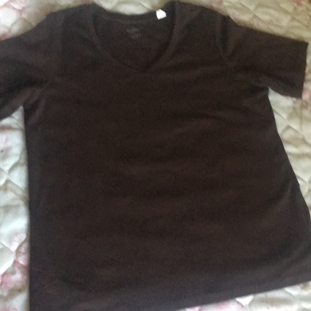 Women’s short sleeve, Vneck, Chico’s brown T-shirt